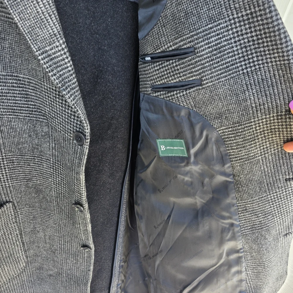 $495 B by Brooks Brothers Men's Plaid Wool Double-Face Overcoat Jacket Size 52L - Picture 9 of 13